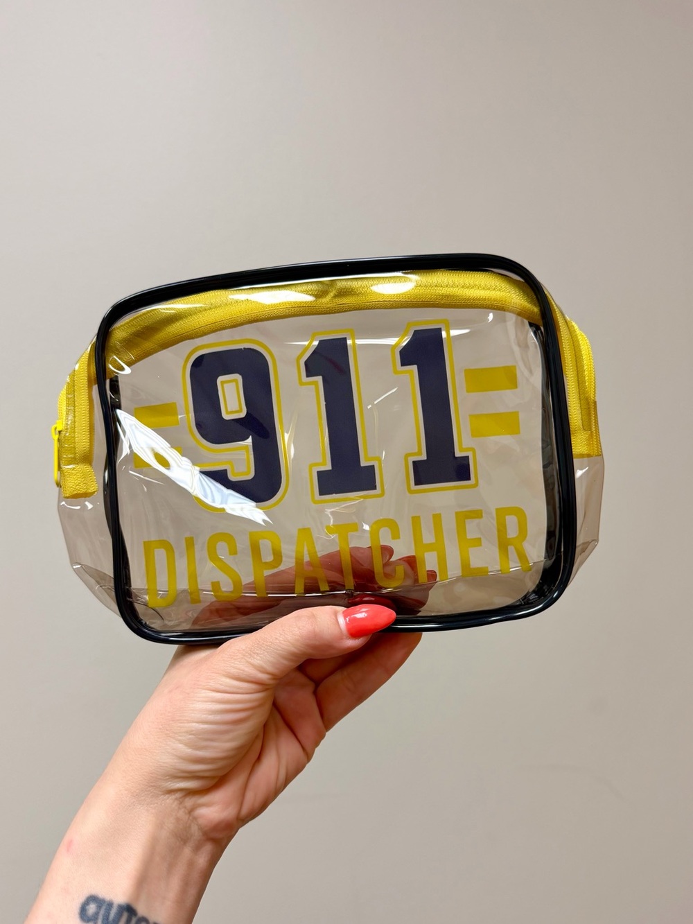911 Emergency Dispatcher Gift 💛 Clear PVC Makeup Bag Cosmetics Case - Picture 6 of 9